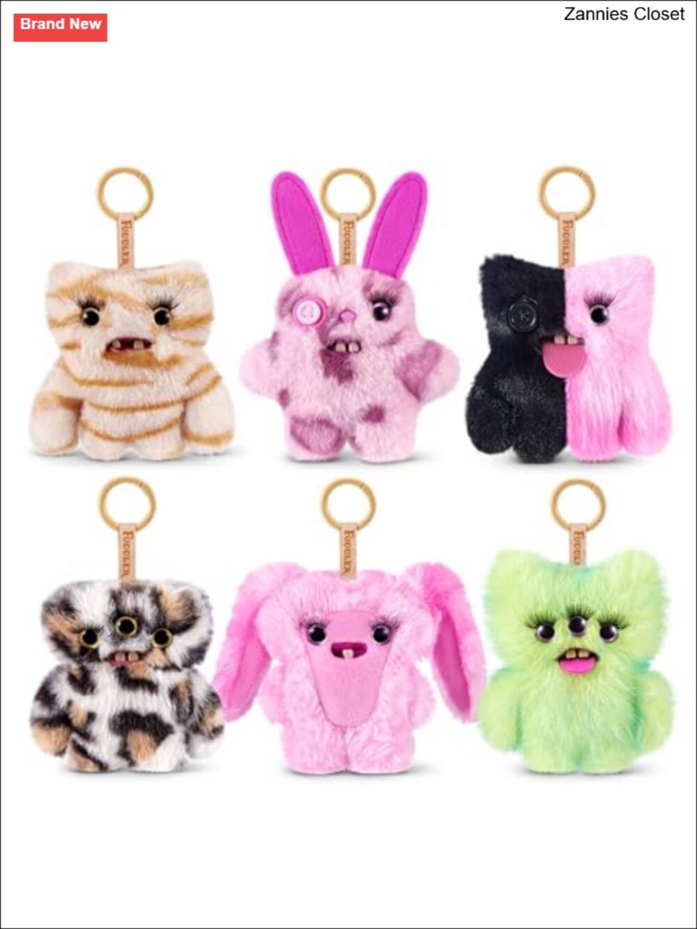 Fuggler Baby Baddies 5 Inch Plush Keychains 6 Pack Soft Collectible Monster Toy
